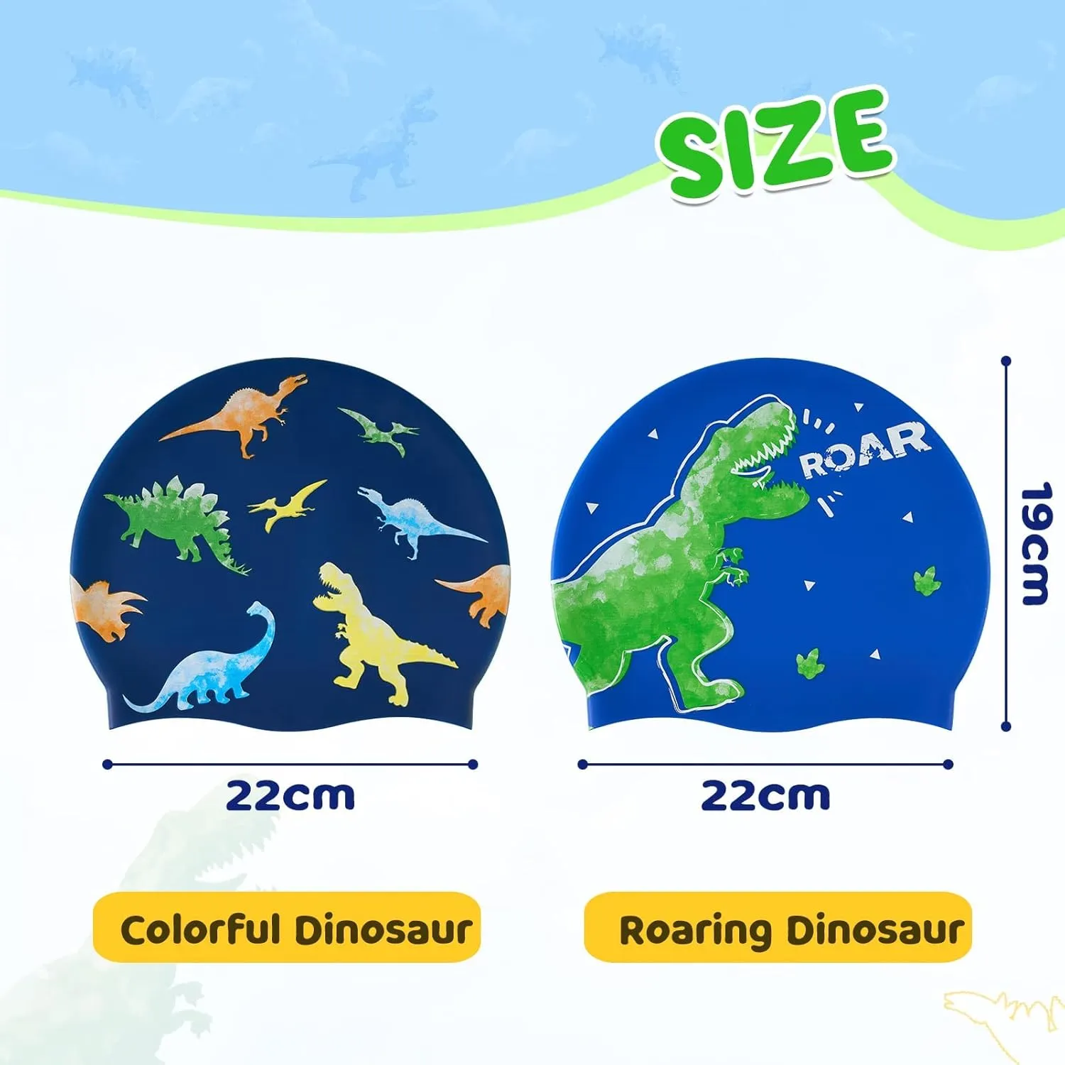 2 Pack Kids Swim Cap Durable Silicone Swim Caps for Boys Girls Toddler Waterproof Bathing Pool Swimming Caps Comfortable Kids Mermaid Unicorn Swimming Hats for Long and Short Hair