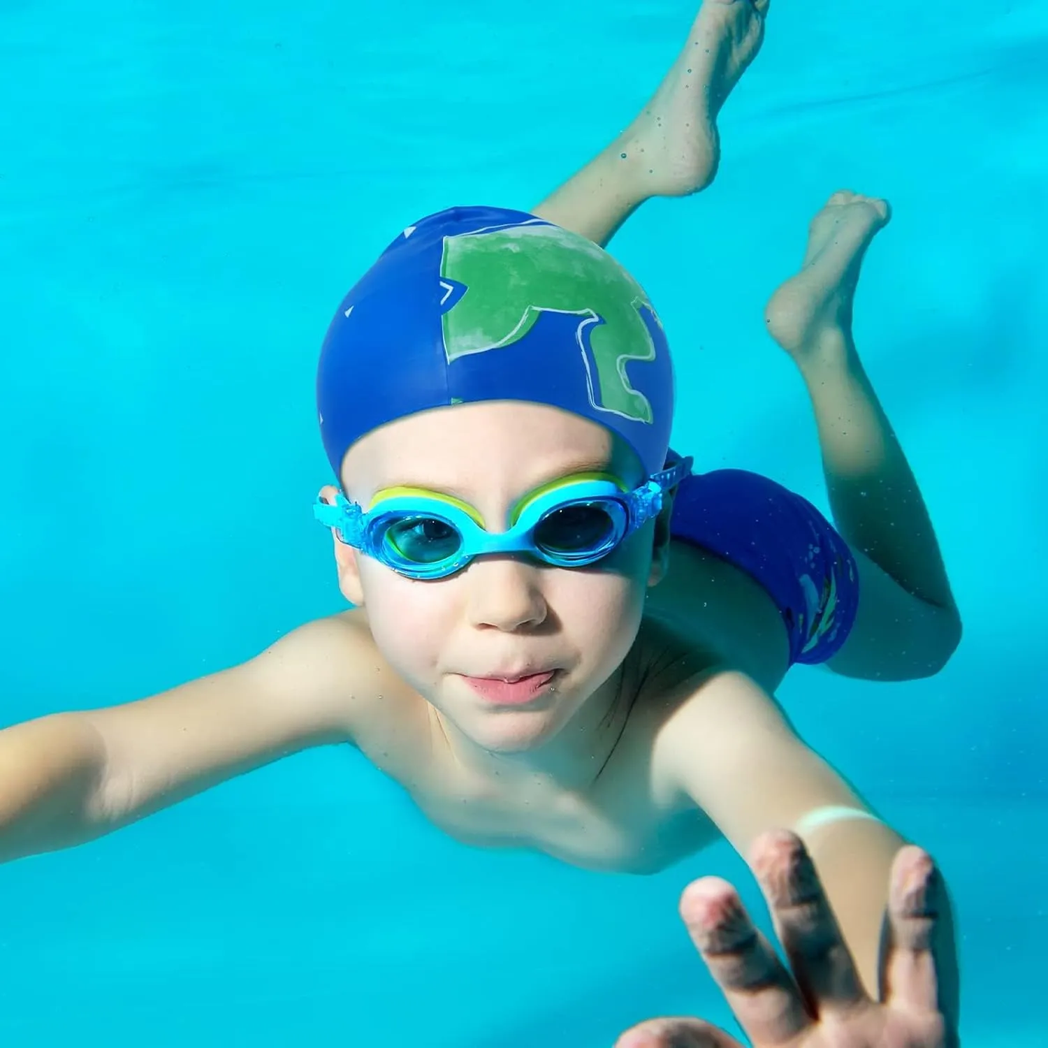 2 Pack Kids Swim Cap Durable Silicone Swim Caps for Boys Girls Toddler Waterproof Bathing Pool Swimming Caps Comfortable Kids Mermaid Unicorn Swimming Hats for Long and Short Hair