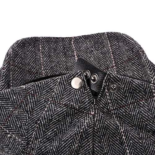 2 Pack Newsboy Hats for Men Classic Herringbone Tweed Wool Blend Flat Cap Ivy Gatsby Cabbie Driving Hat A-black/Grey
