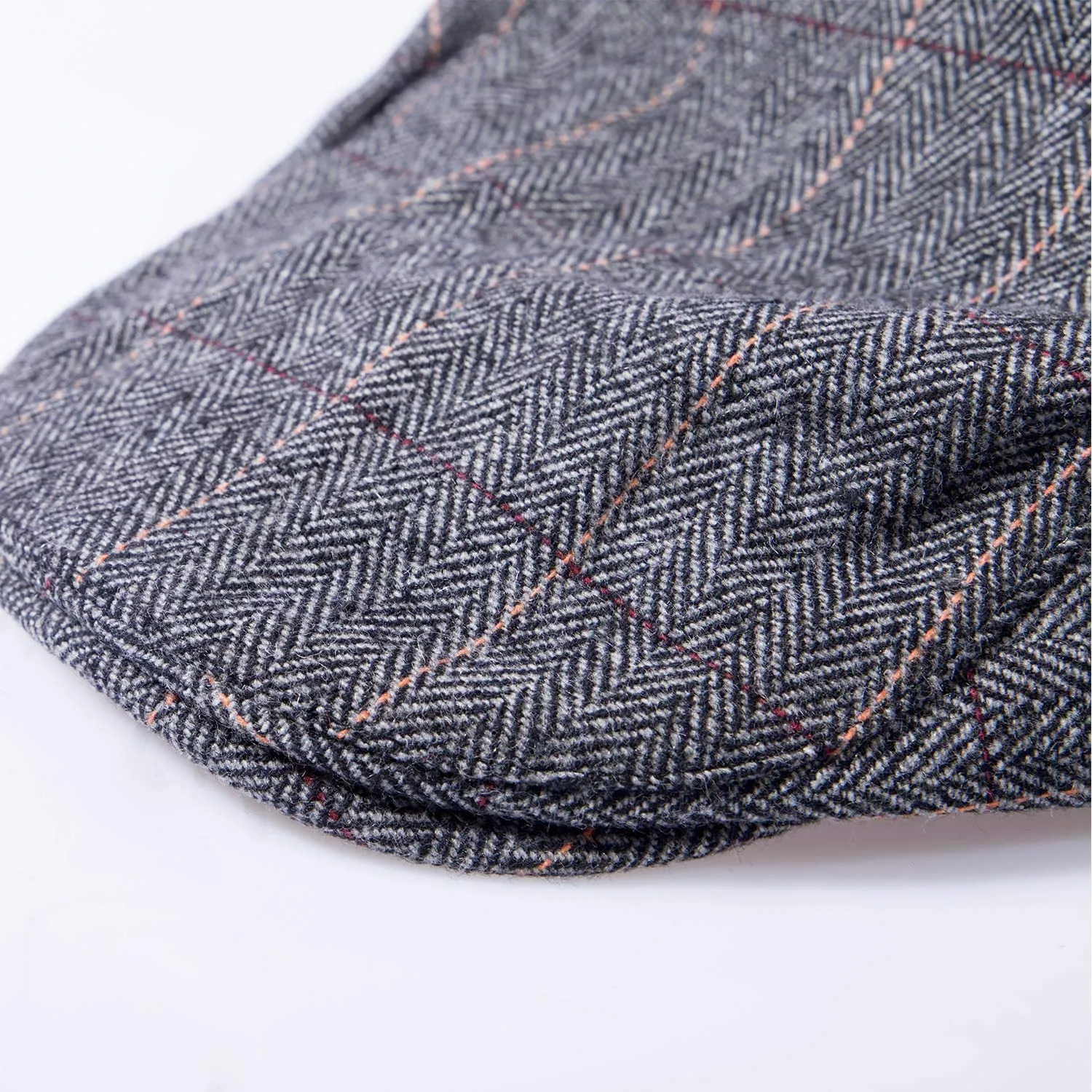 2 Pack Newsboy Hats for Men Classic Herringbone Tweed Wool Blend Flat Cap Ivy Gatsby Cabbie Driving Hat A-black/Grey