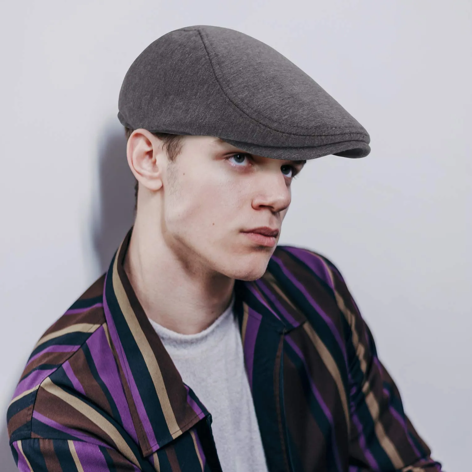 2 Pack Newsboy Hats for Men, Cotton Flat Ivy Gatsby Driving Hat Cap Black&dark Gray