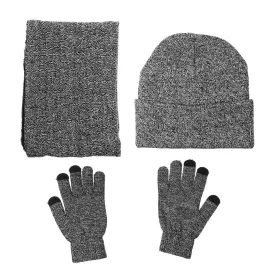 3 IN 1 Winter Beanie Hat Knitted Scarf Set Cap Touch Screen Ski Thick Gloves