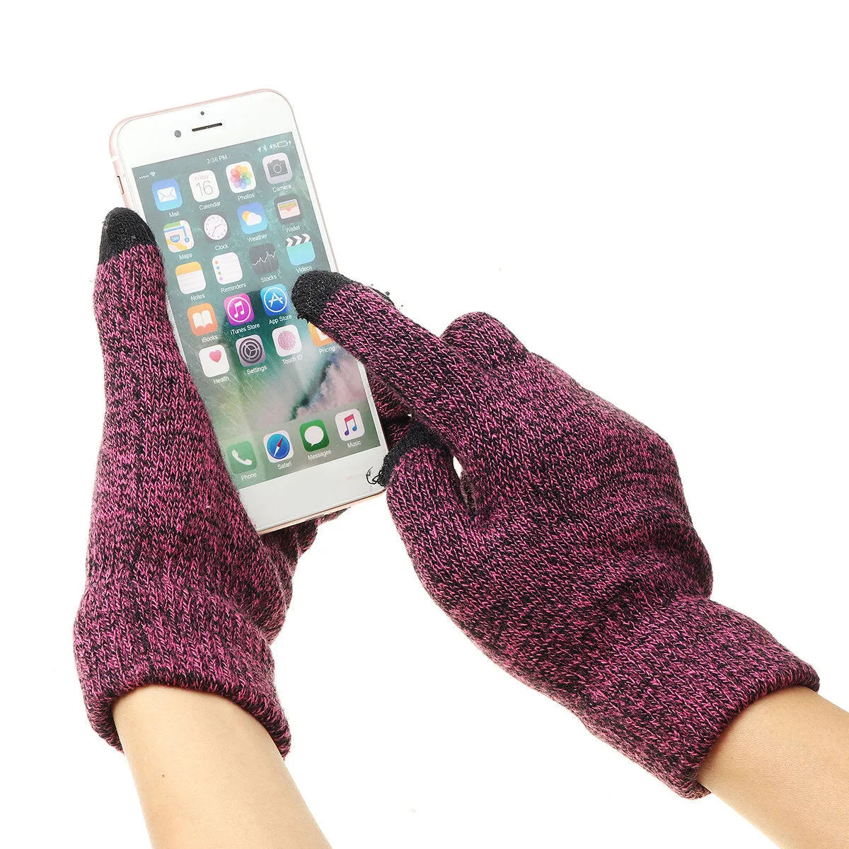 3 IN 1 Winter Beanie Hat Knitted Scarf Set Cap Touch Screen Ski Thick Gloves