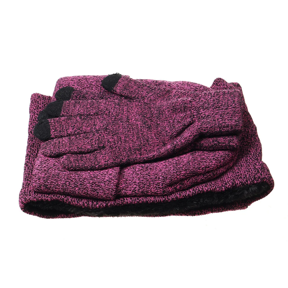 3 IN 1 Winter Beanie Hat Knitted Scarf Set Cap Touch Screen Ski Thick Gloves