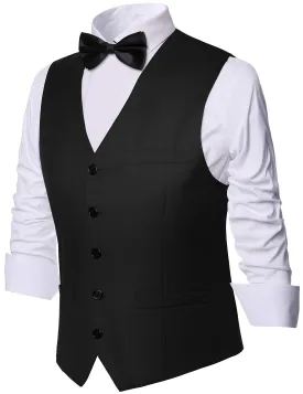 BABEYOND Mens Vintage Suit Vest Business Slim Fit Suit Vest Classic Waistcoat Black XX-Large