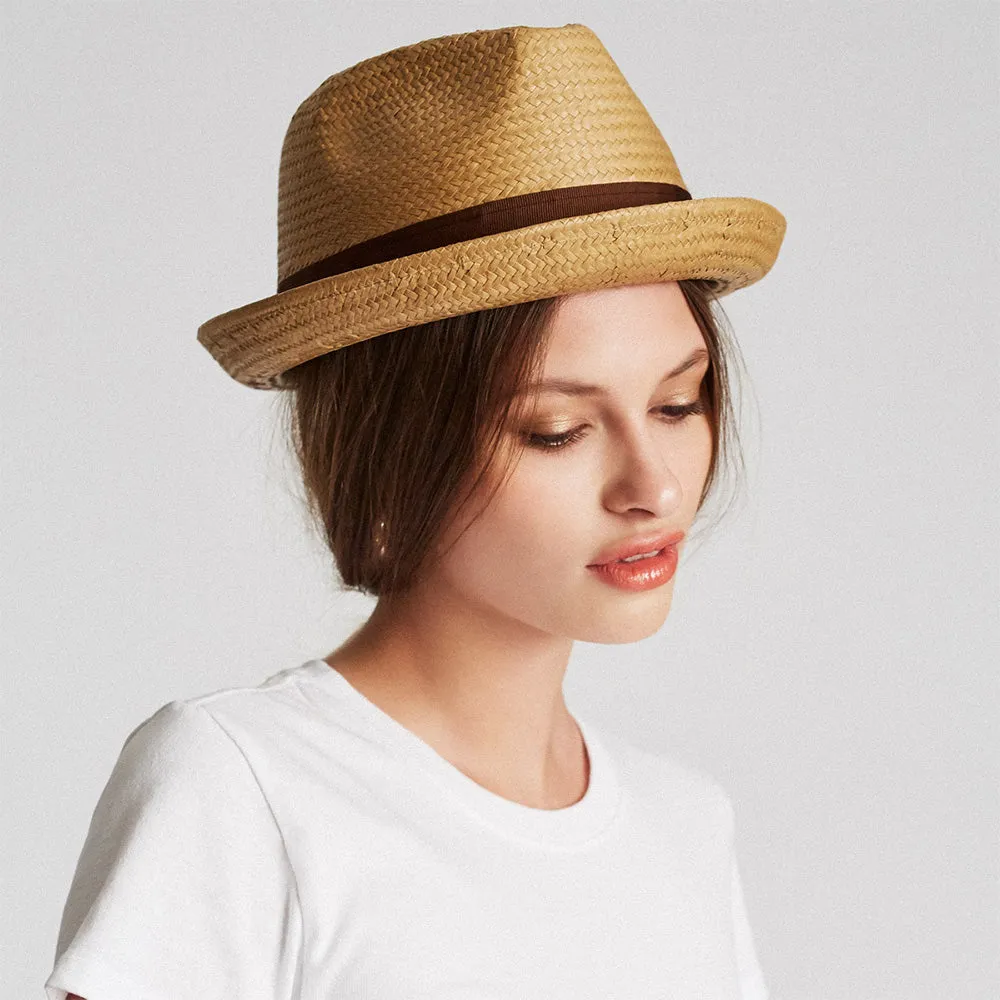 Brixton Hats Castor Straw Trilby Hat - Latte