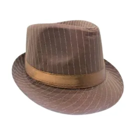 Brown Trilby Fedora Hat With Ribbon