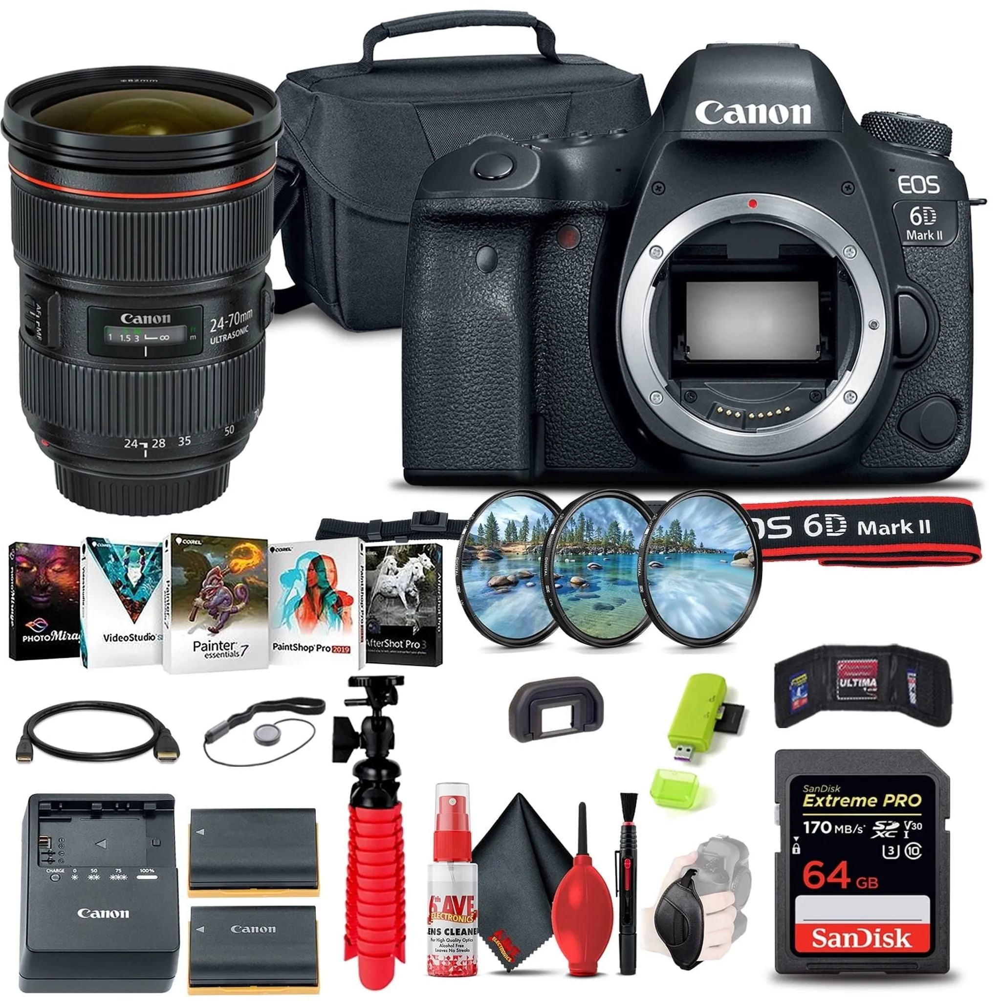 Canon EOS 6D Mark II DSLR Camera (1897C002)   Canon EF 24-70mm Lens   More