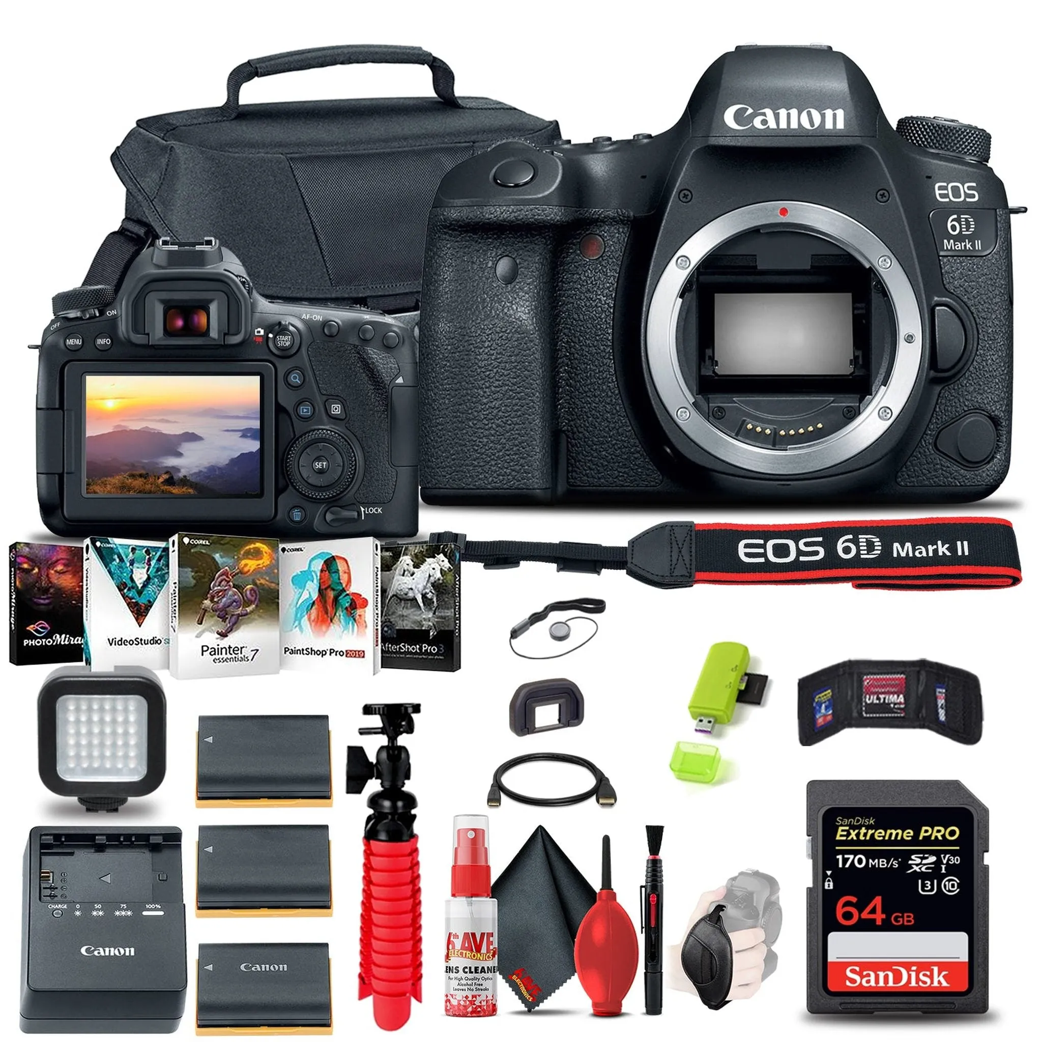 Canon EOS 6D Mark II DSLR Camera (1897C002) Extreme Mountain Bundle