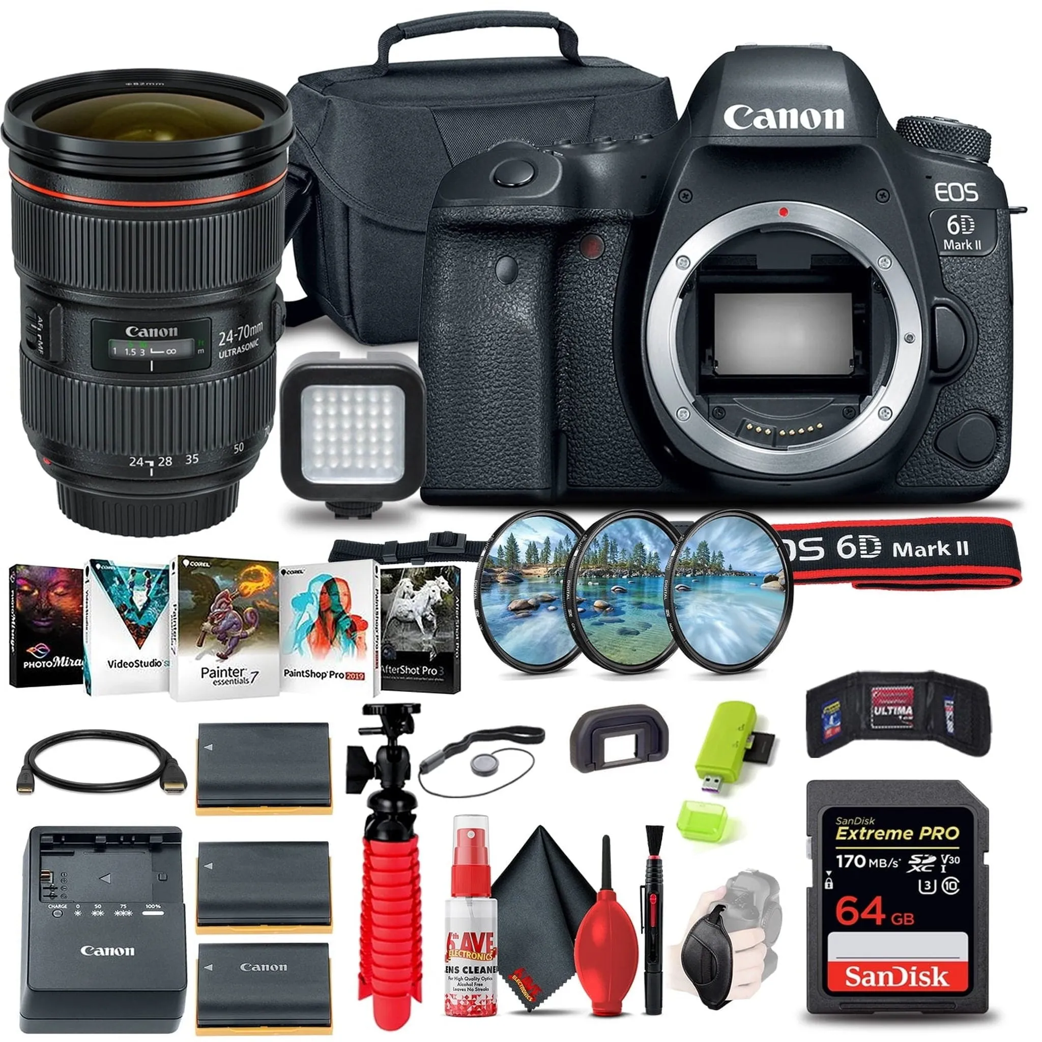 Canon EOS 6D Mark II DSLR Camera (Body Only) (1897C002)   Canon EF 24-70mm Lens