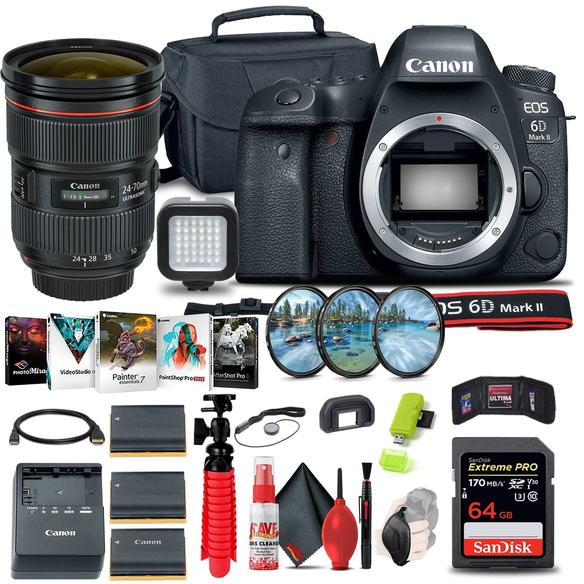 Canon EOS 6D Mark II DSLR Camera (Body Only) (1897C002)   Canon EF 24-70mm Lens