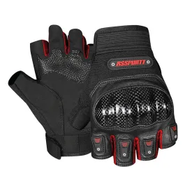 Carbon Fiber Leather Protective Fingerless Gloves
