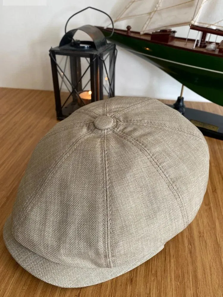 Classic Linen 8-Panel Baker Boy Cap for Unisex Fashion
