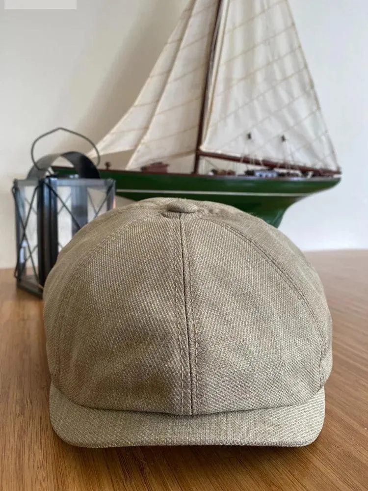 Classic Linen 8-Panel Baker Boy Cap for Unisex Fashion