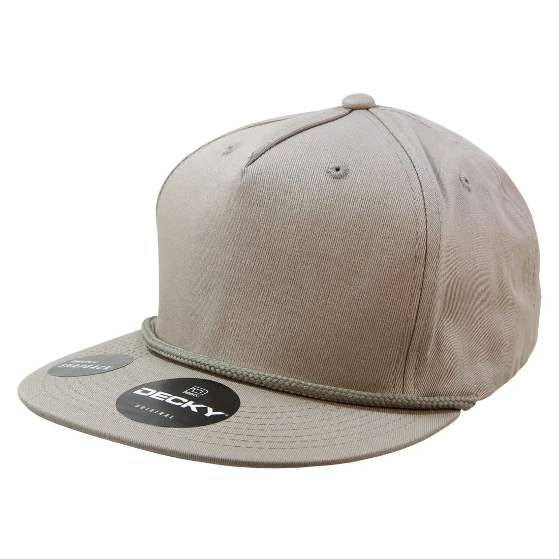 Decky 1041 5 Panel Snapback Hats High Profile Golf Caps with Rope Structured