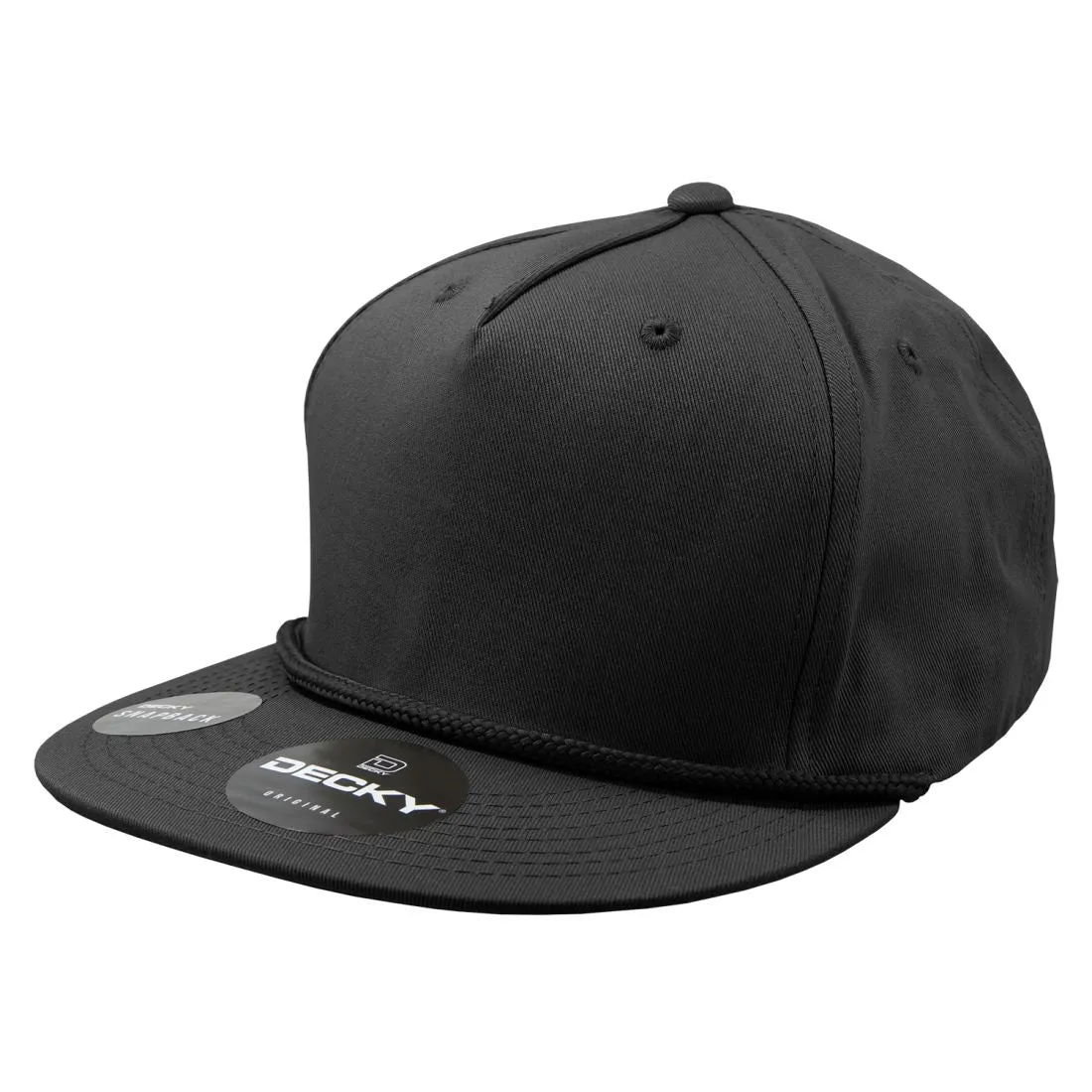 Decky 1041 5 Panel Snapback Hats High Profile Golf Caps with Rope Structured
