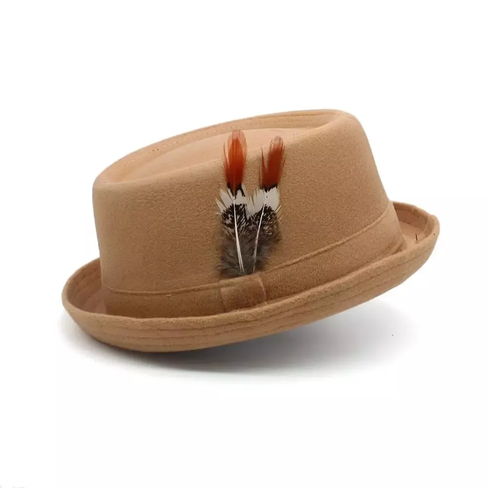 Diderot Feathers Wool Porkpie Hat