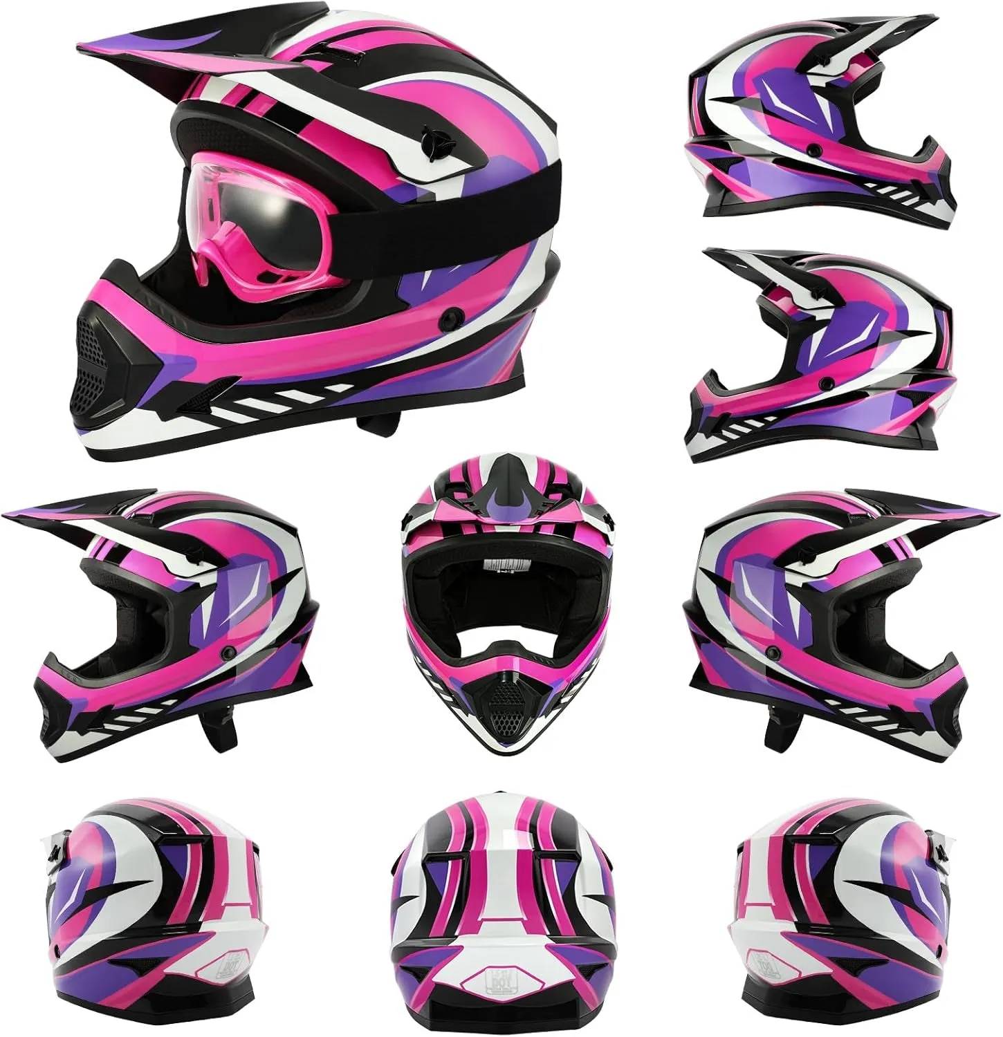 Dot Youth Kids ATV Motorcycle Helmets Full-Face Kids Helmet with Adjustable Chin Strap for Boys and Girls Kids Dirt Bike BMX Cycling W/Goggles Gloves