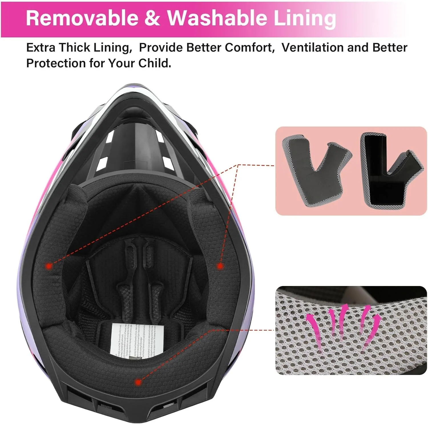 Dot Youth Kids ATV Motorcycle Helmets Full-Face Kids Helmet with Adjustable Chin Strap for Boys and Girls Kids Dirt Bike BMX Cycling W/Goggles Gloves