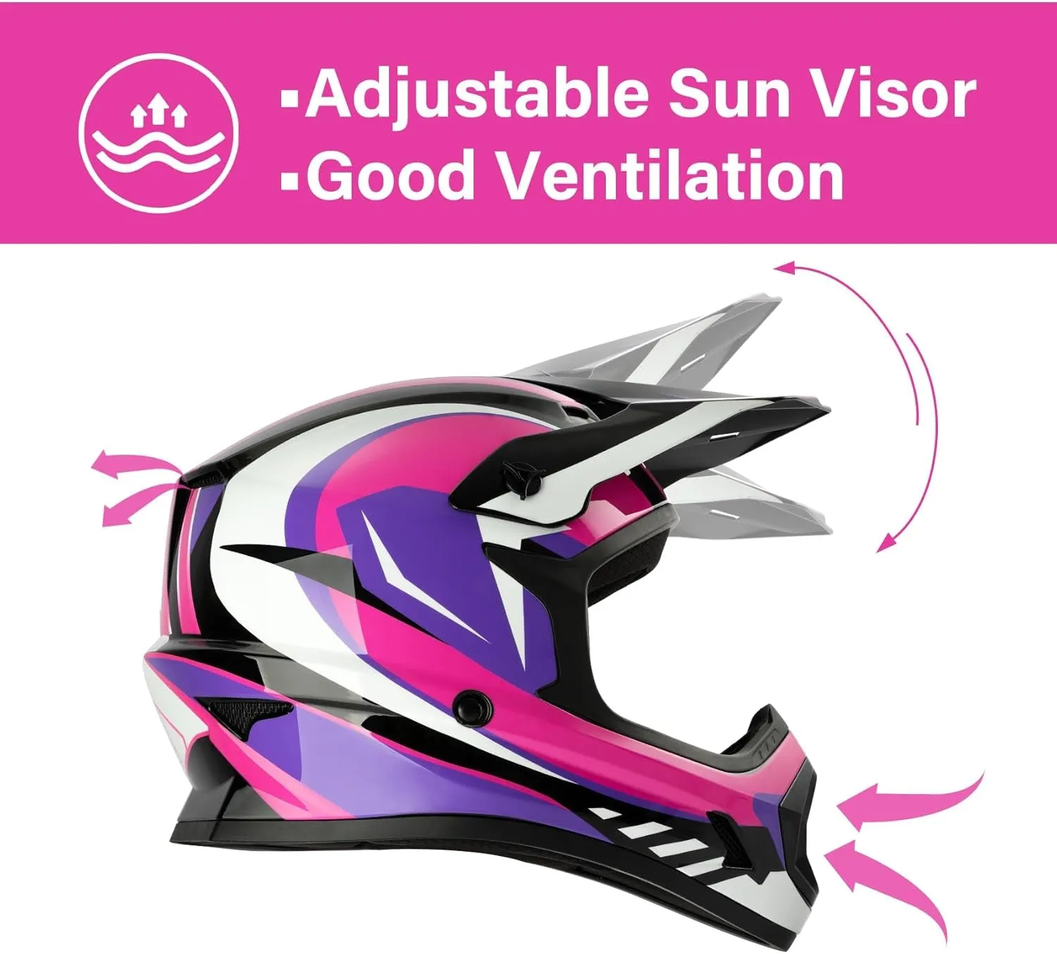 Dot Youth Kids ATV Motorcycle Helmets Full-Face Kids Helmet with Adjustable Chin Strap for Boys and Girls Kids Dirt Bike BMX Cycling W/Goggles Gloves