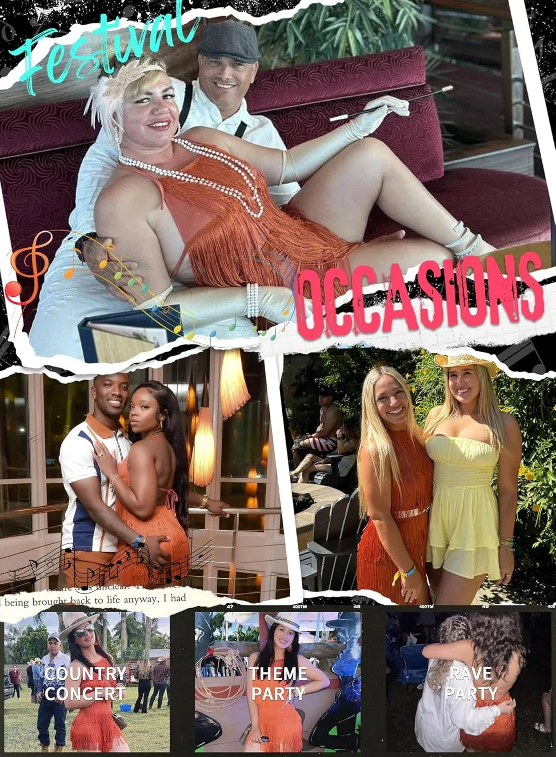 Ella Lust Sexy Backless Fringe Dress Jumpsuit - Western Country Concert Cowgirl Outfit for Women Nashville Tassel Romper