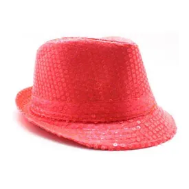 Fluro Coral Pink Sequin Trilby Hat