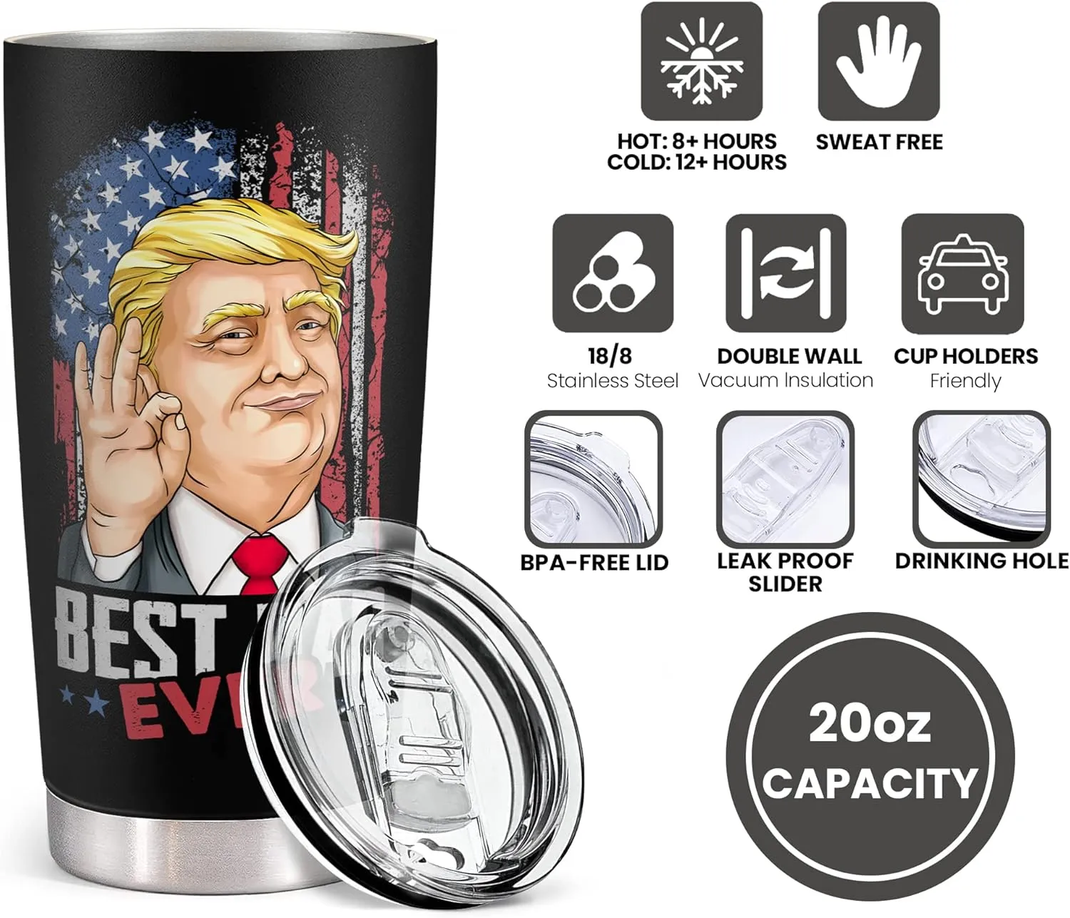 Gifts for Dad from Daughter, Son - Birthday, Fathers Day, Father's Day, Christmas Gifts for Dad - Father Gift Ideas - New Papa Daddy Stepdad Gift Ideas for Men - 20 Oz Black Tumbler
