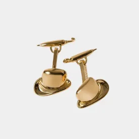 Gold Plated Bowler Hat & Umbrella Cufflinks