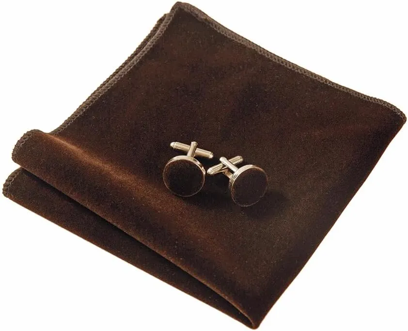GUSLESON Mens Solid Plaid Velvet Pre-tied Adjustable Bow Tie and Pocket Square Cufflink Set with Gift Box