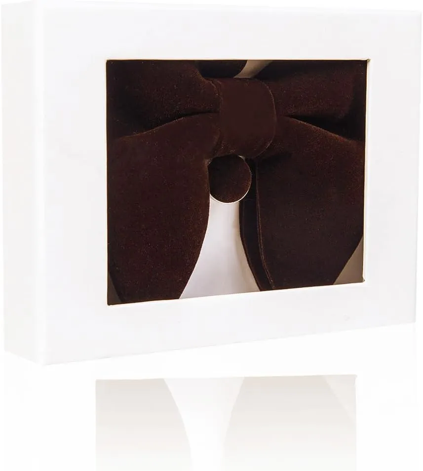 GUSLESON Mens Solid Plaid Velvet Pre-tied Adjustable Bow Tie and Pocket Square Cufflink Set with Gift Box
