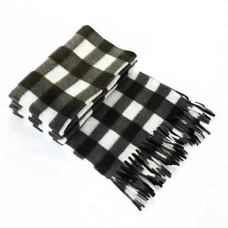 Handmade Autumn And Winter Velvet Fleece Plaid Scarf