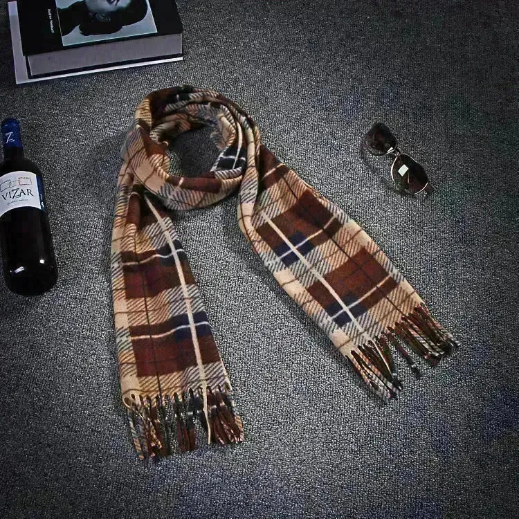 Handmade Autumn And Winter Velvet Fleece Plaid Scarf