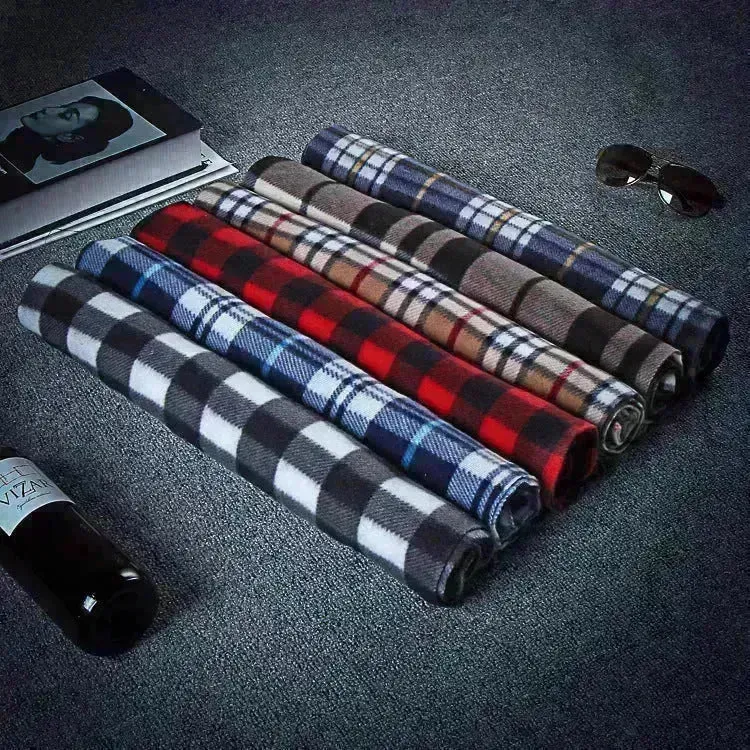Handmade Autumn And Winter Velvet Fleece Plaid Scarf