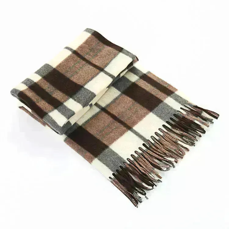 Handmade Autumn And Winter Velvet Fleece Plaid Scarf