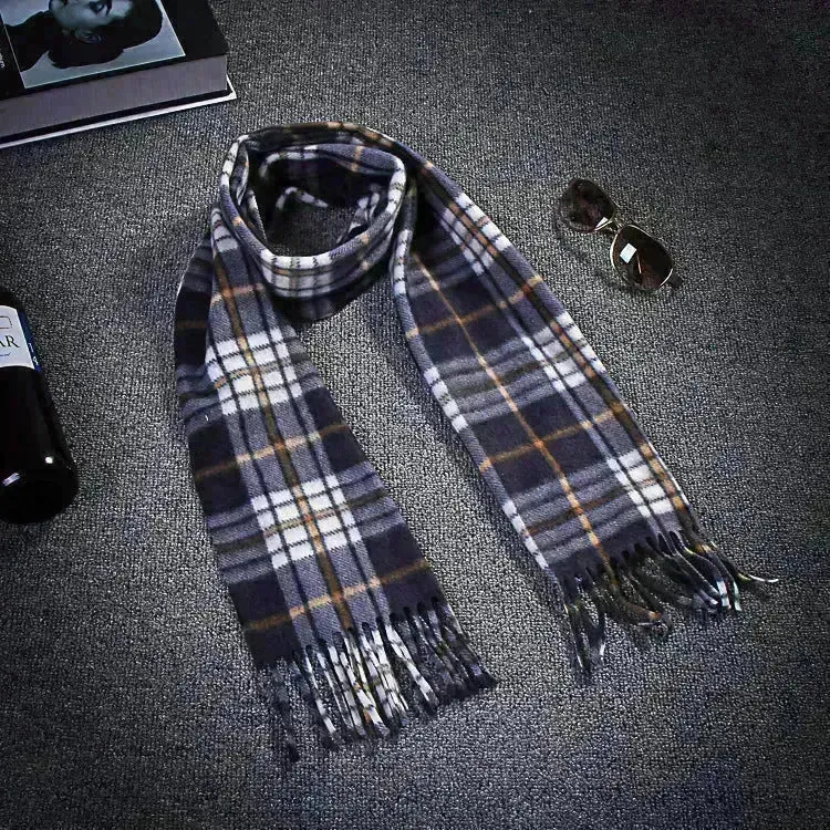 Handmade Autumn And Winter Velvet Fleece Plaid Scarf