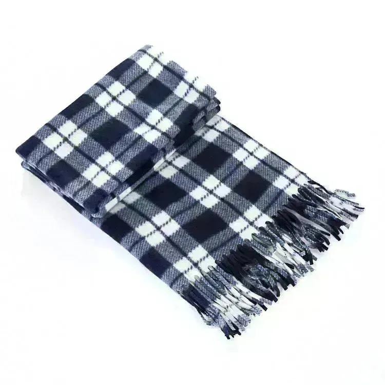 Handmade Autumn And Winter Velvet Fleece Plaid Scarf