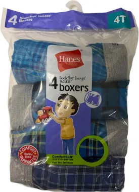 Hanes Toddler Boys Assorted Plaid Boxers - 4 Pack - TB85T4 - Assorted, 4T