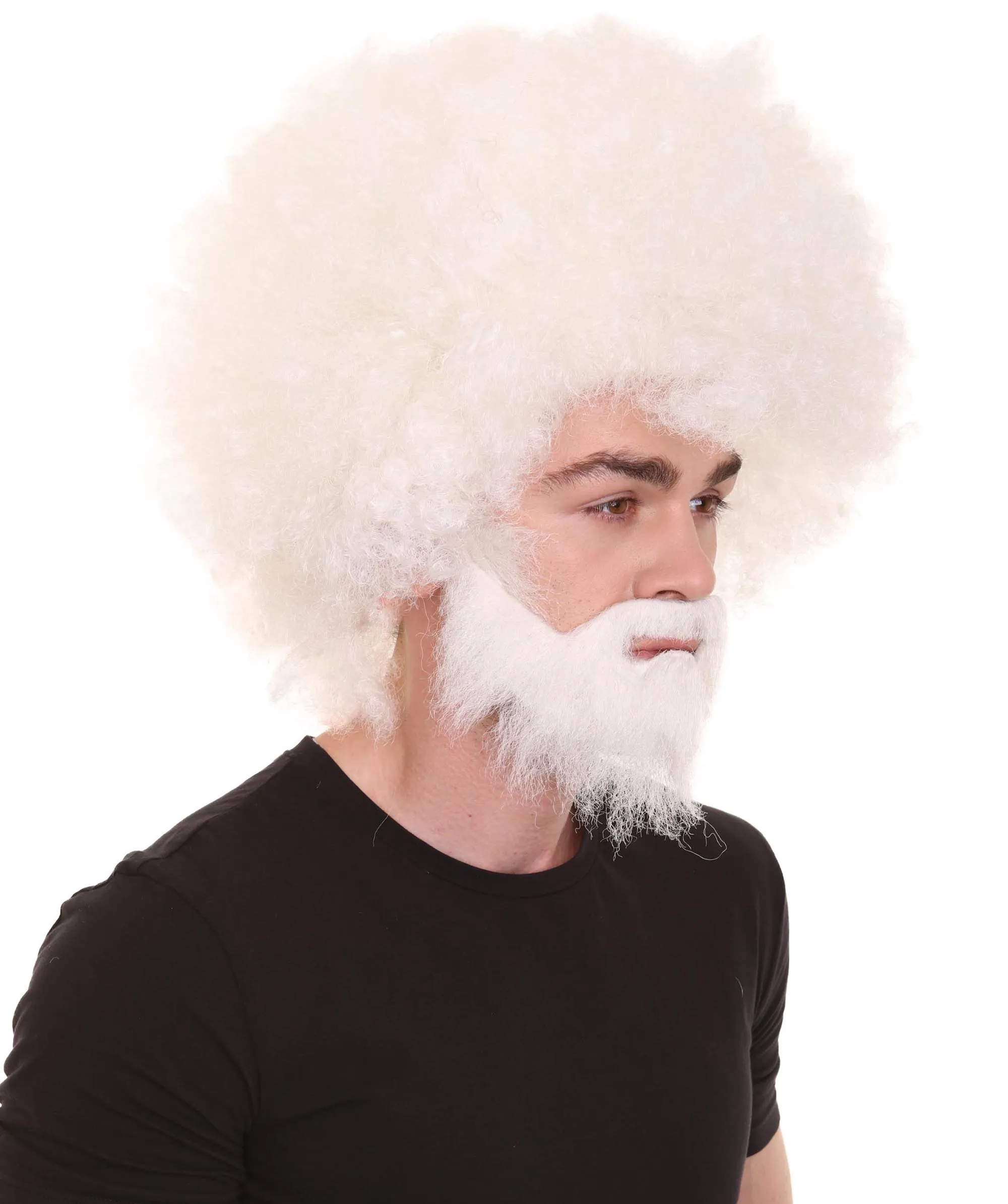 HPO Adult Unisex 80's Painter Afro Wig and Beard Set | Easy and Classic Celebrity Costume | Premium Halloween Wig