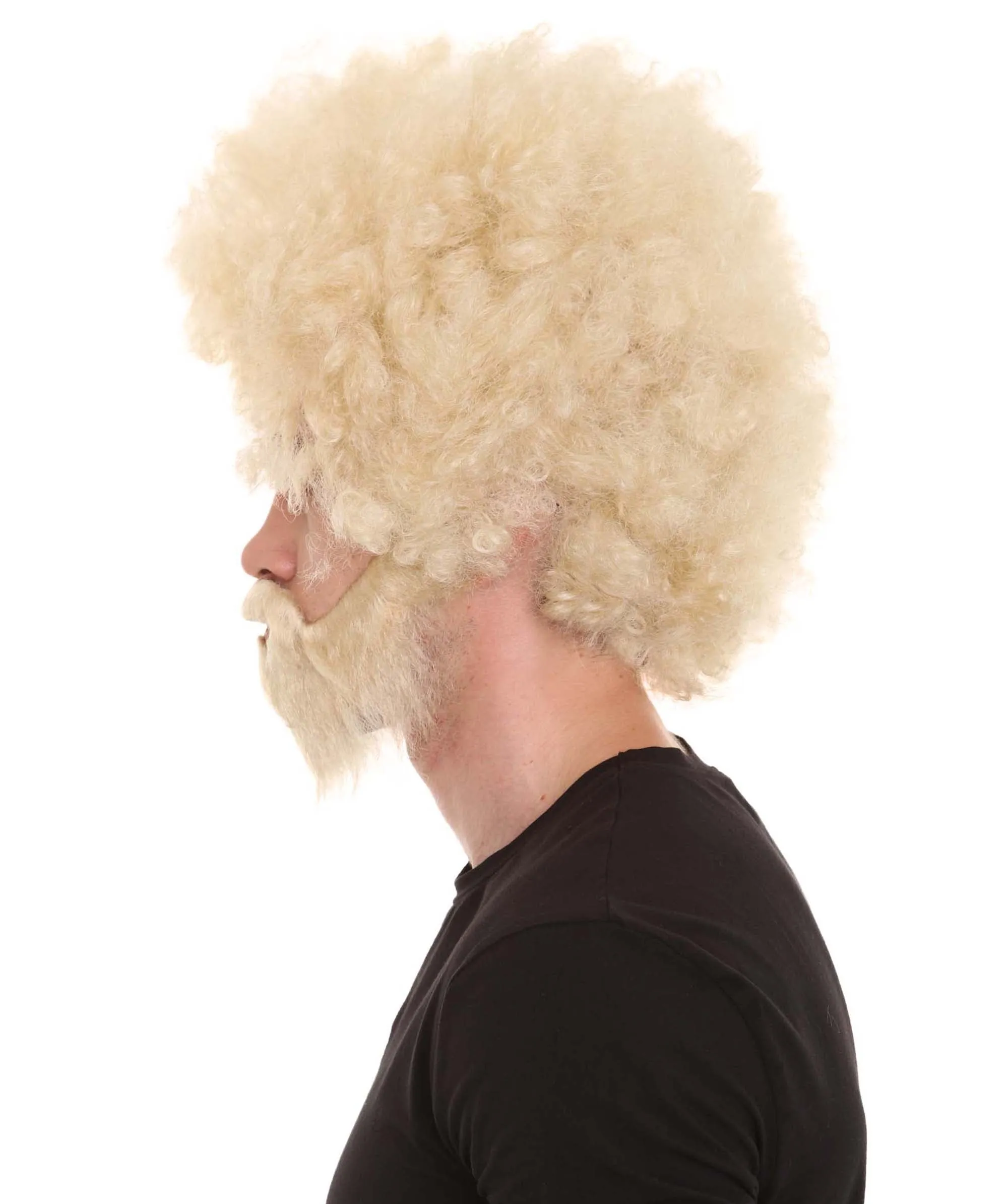 HPO Adult Unisex 80's Painter Afro Wig and Beard Set | Easy and Classic Celebrity Costume | Premium Halloween Wig