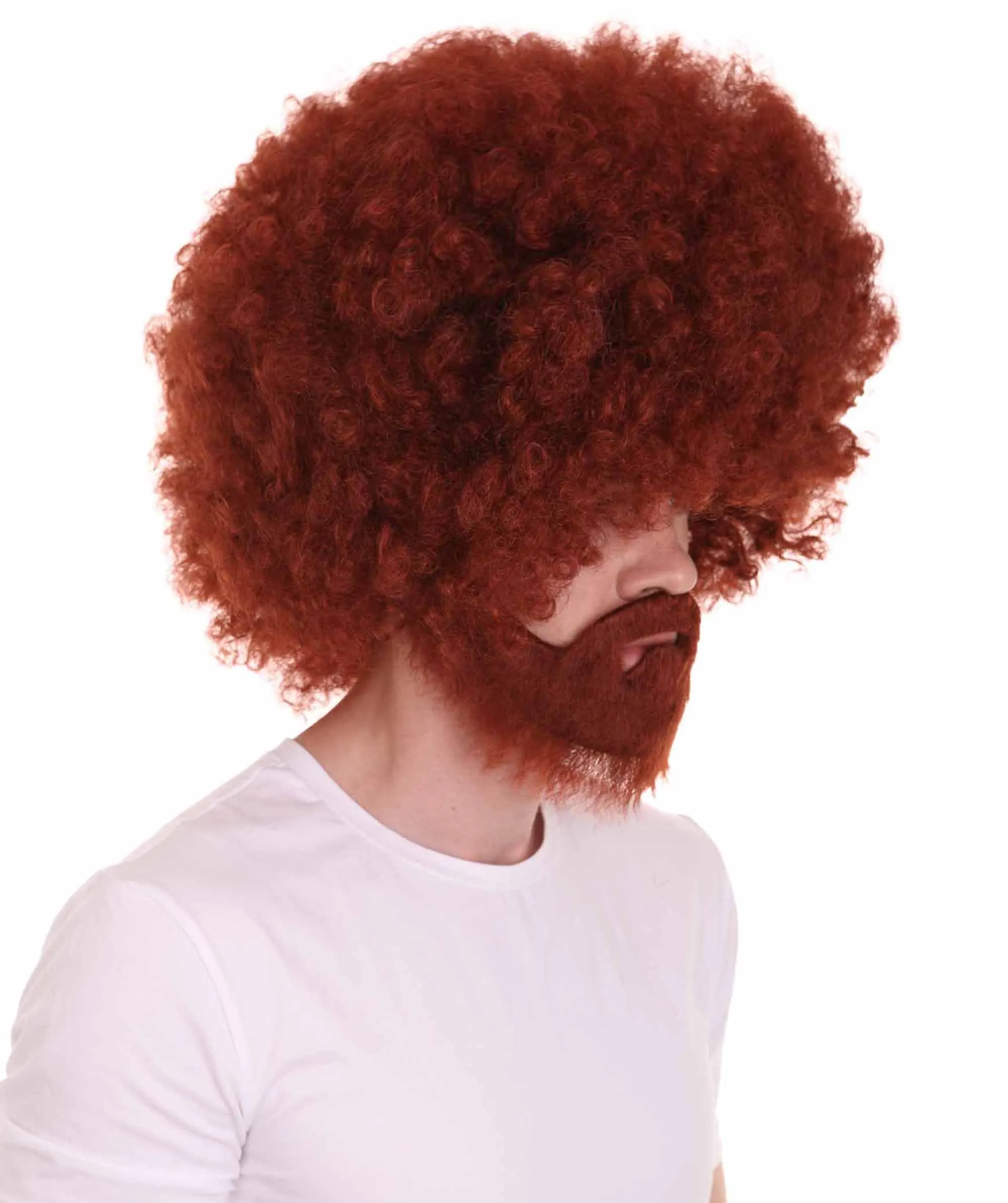 HPO Adult Unisex 80's Painter Afro Wig and Beard Set | Easy and Classic Celebrity Costume | Premium Halloween Wig