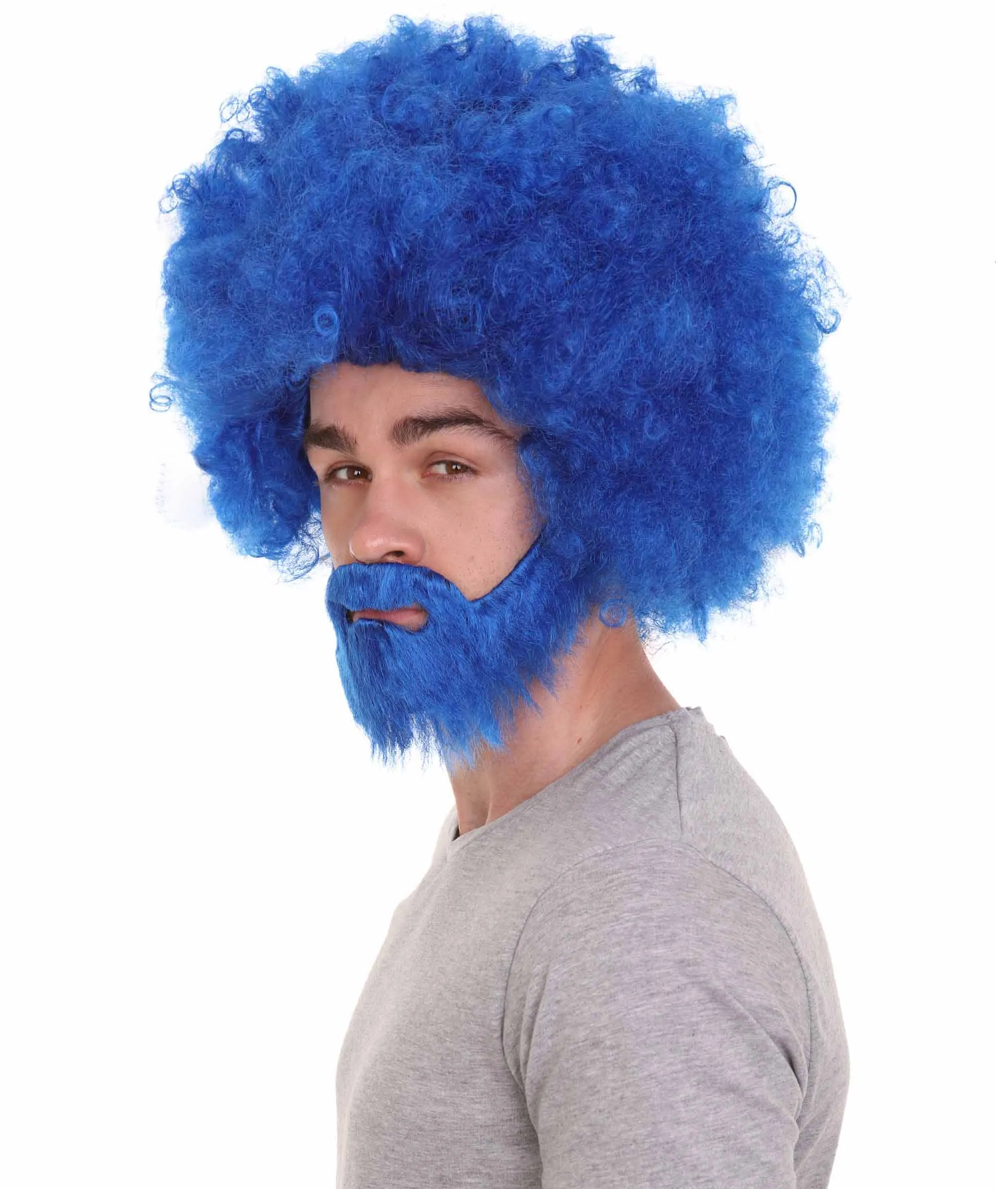HPO Adult Unisex 80's Painter Afro Wig and Beard Set | Easy and Classic Celebrity Costume | Premium Halloween Wig