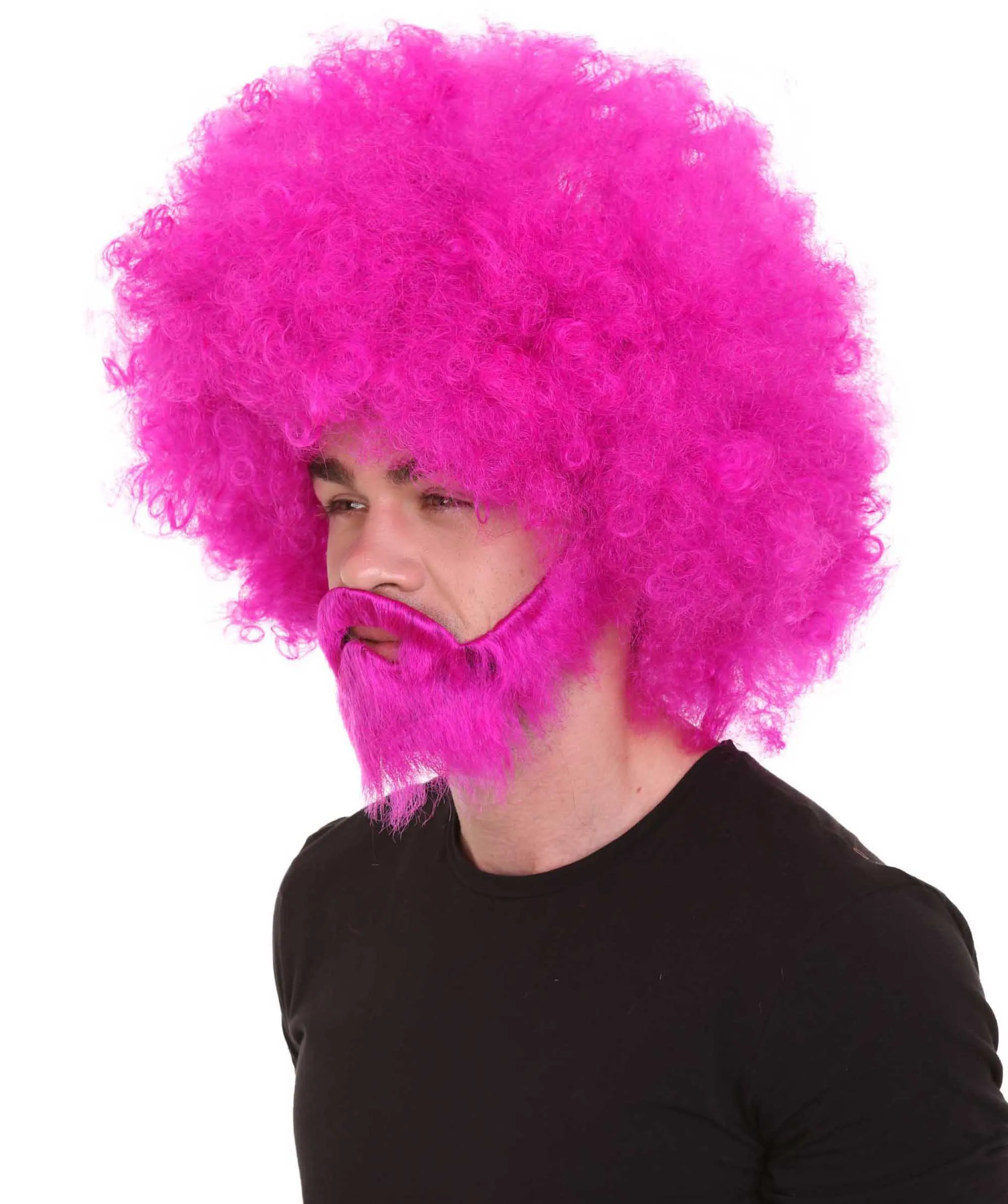 HPO Adult Unisex 80's Painter Afro Wig and Beard Set | Easy and Classic Celebrity Costume | Premium Halloween Wig