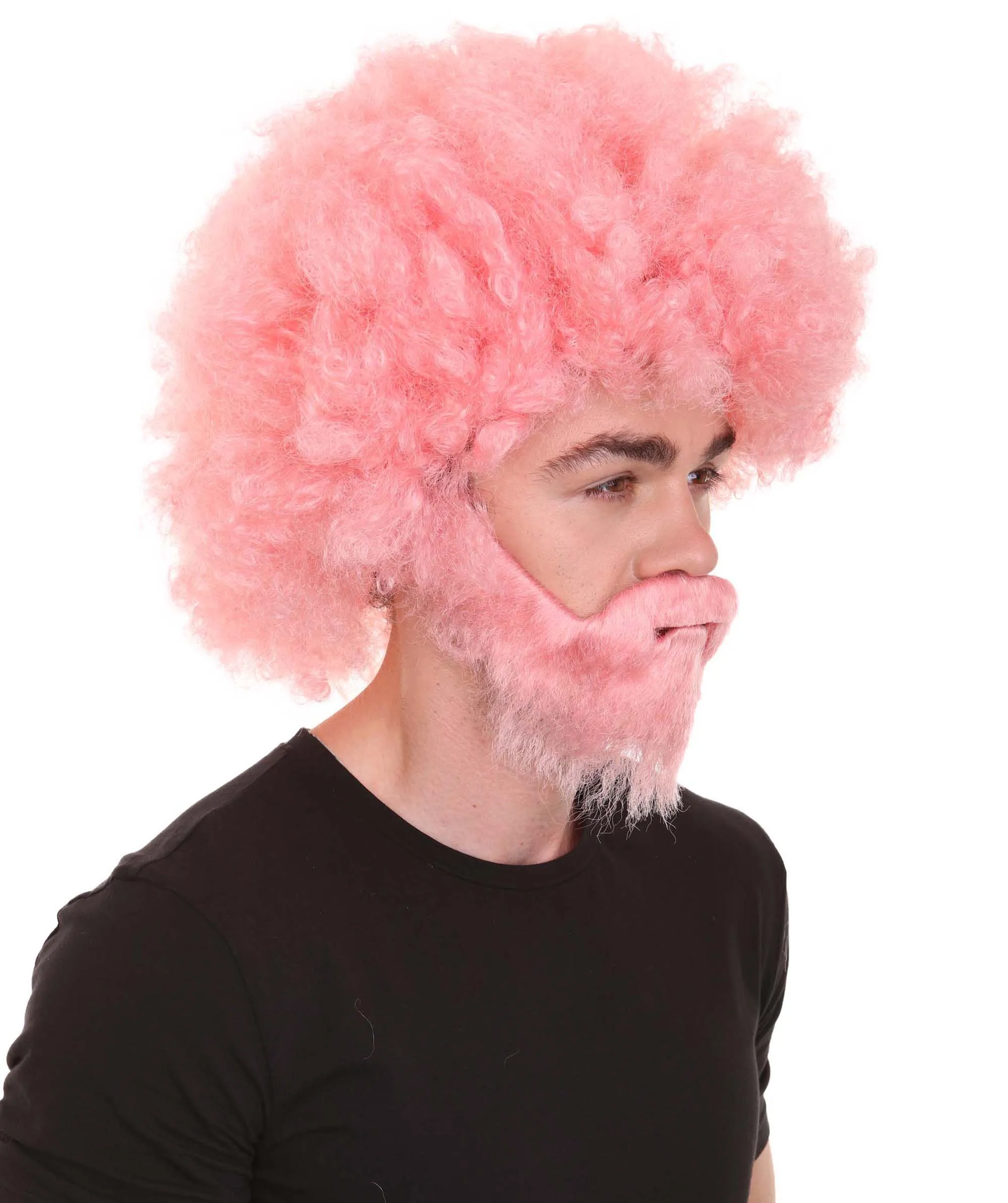 HPO Adult Unisex 80's Painter Afro Wig and Beard Set | Easy and Classic Celebrity Costume | Premium Halloween Wig