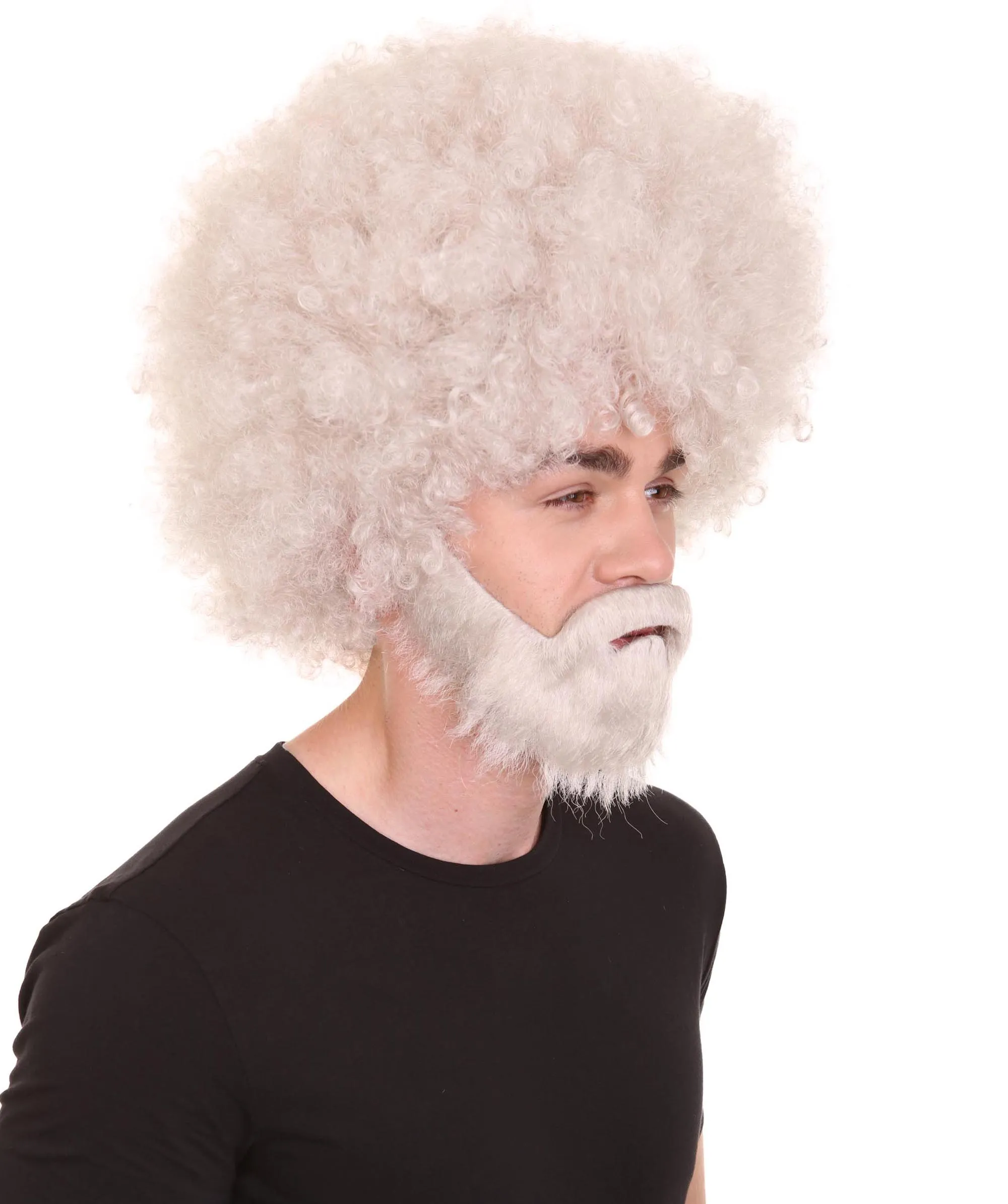 HPO Adult Unisex 80's Painter Afro Wig and Beard Set | Easy and Classic Celebrity Costume | Premium Halloween Wig