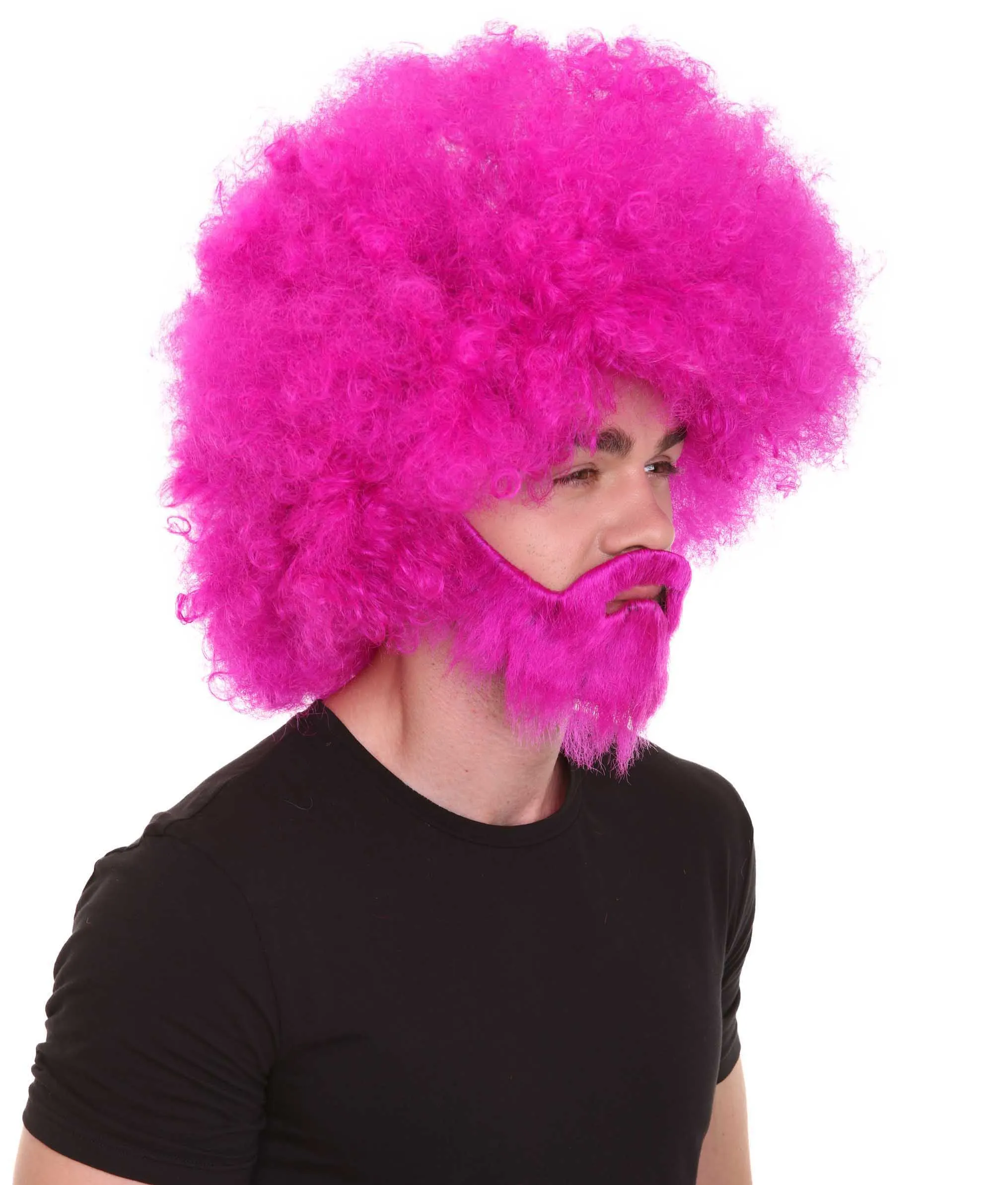 HPO Adult Unisex 80's Painter Afro Wig and Beard Set | Easy and Classic Celebrity Costume | Premium Halloween Wig