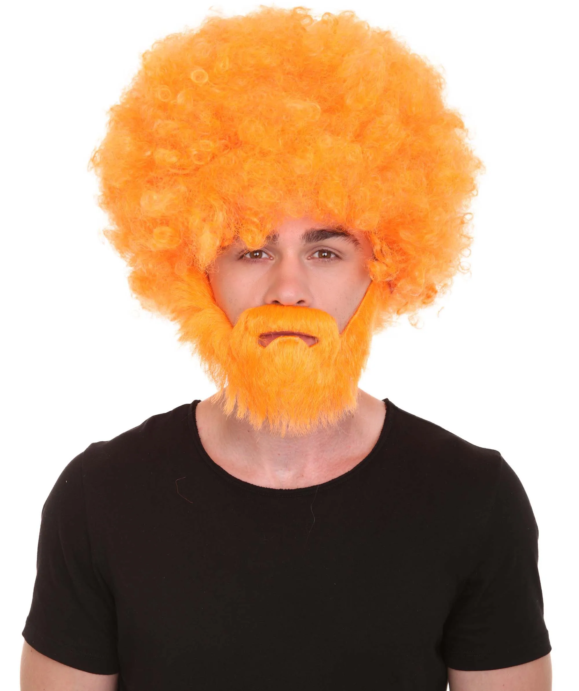 HPO Adult Unisex 80's Painter Afro Wig and Beard Set | Easy and Classic Celebrity Costume | Premium Halloween Wig