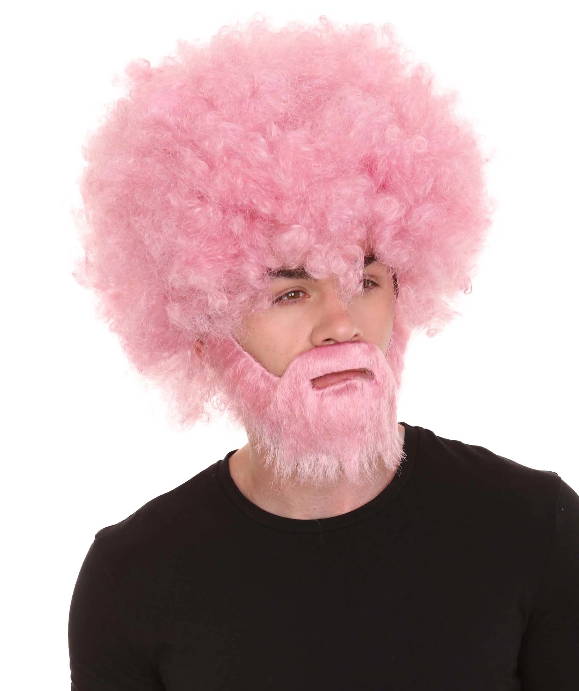 HPO Adult Unisex 80's Painter Afro Wig and Beard Set | Easy and Classic Celebrity Costume | Premium Halloween Wig