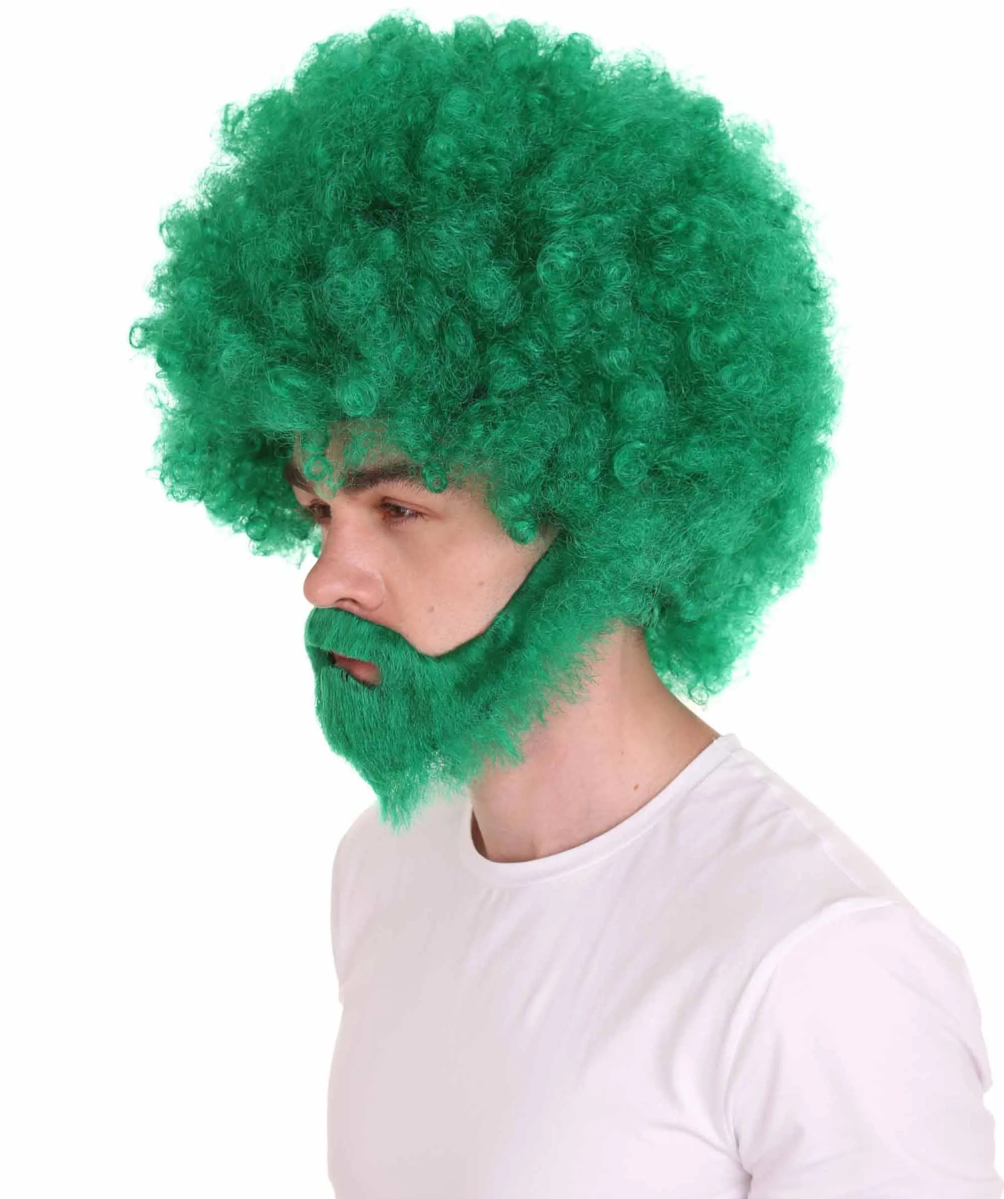 HPO Adult Unisex 80's Painter Afro Wig and Beard Set | Easy and Classic Celebrity Costume | Premium Halloween Wig