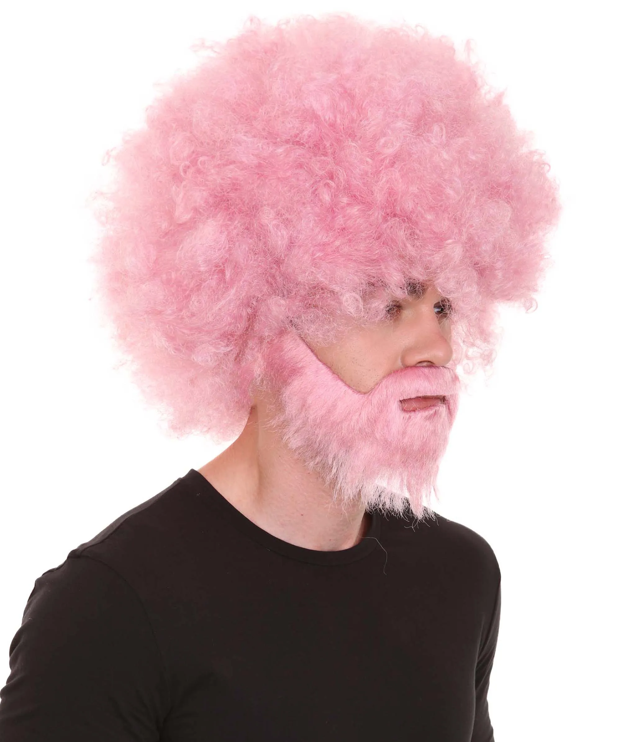 HPO Adult Unisex 80's Painter Afro Wig and Beard Set | Easy and Classic Celebrity Costume | Premium Halloween Wig