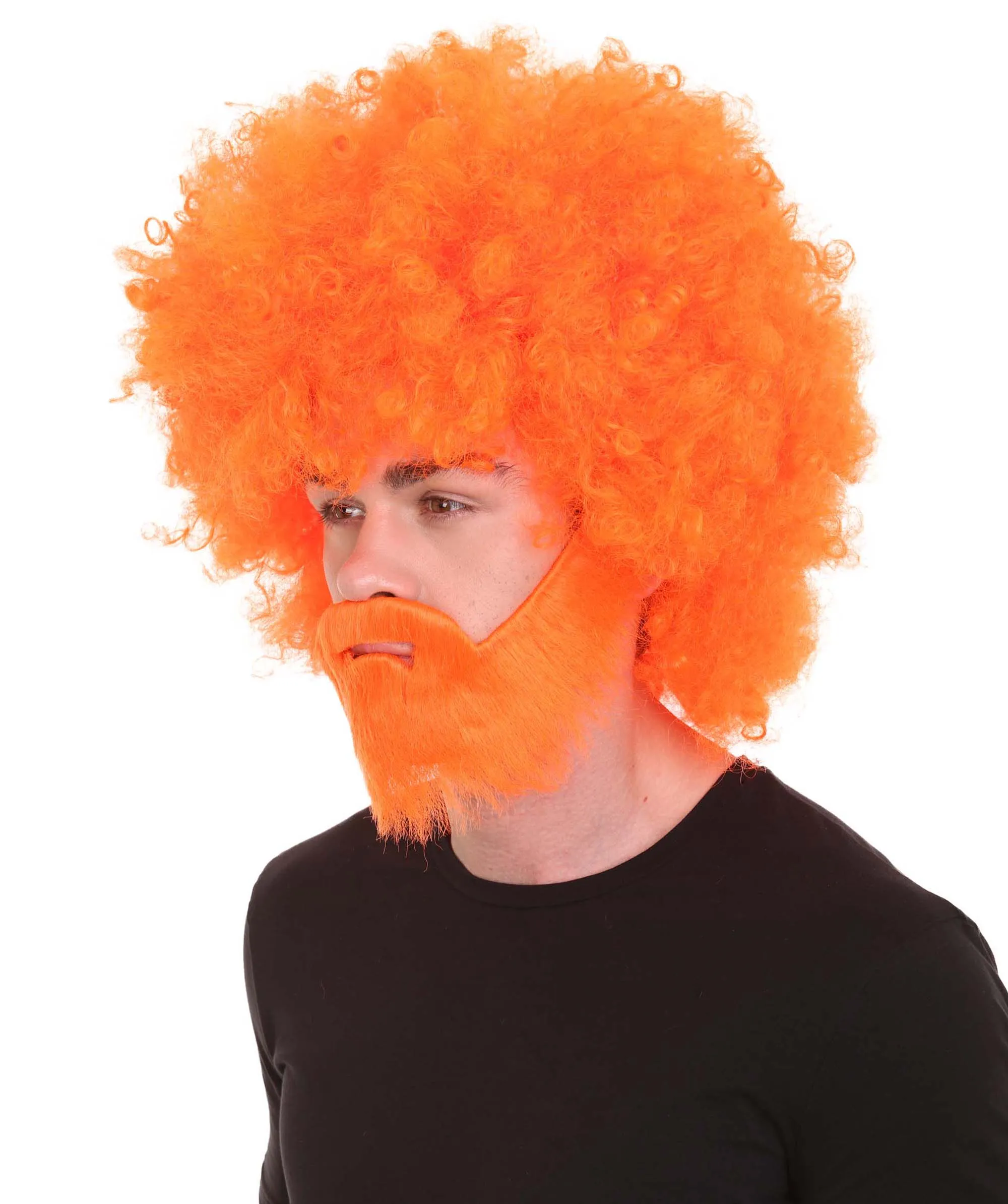 HPO Adult Unisex 80's Painter Afro Wig and Beard Set | Easy and Classic Celebrity Costume | Premium Halloween Wig
